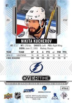 2017-18 Upper Deck Overtime #61 Nikita Kucherov Back