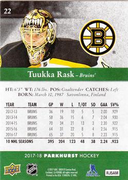 2017-18 Parkhurst #22 Tuukka Rask Back