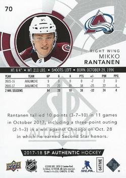 2017-18 SP Authentic #70 Mikko Rantanen Back