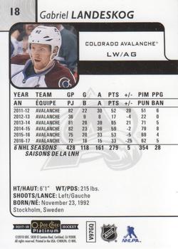 2017-18 O-Pee-Chee Platinum #18 Gabriel Landeskog Back