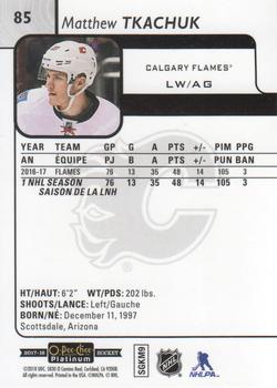 2017-18 O-Pee-Chee Platinum #85 Matthew Tkachuk Back