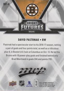 2017-18 Upper Deck MVP - Bright Futures #BF-4 David Pastrnak Back