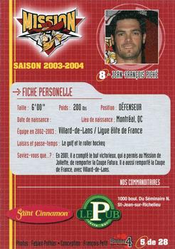 2003-04 St. Jean Mission (QSMHL) #5 Jean-Francois Piche Back