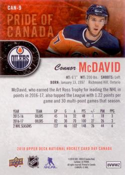 2018 Upper Deck National Hockey Card Day Canada #CAN-9 Connor McDavid Back