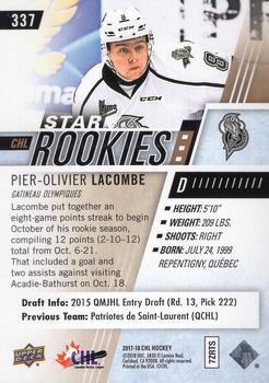 2017-18 Upper Deck CHL - UD Exclusives #337 Pier-Olivier Lacombe Back