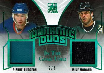 2017-18 Leaf In The Game Used - Dynamic Duos Green #DD-04 Pierre Turgeon / Mike Modano Front