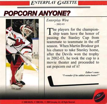 2007-08 Enterplay Fun Pak Player Standees - Headlines #43 Popcorn Anyone? Back