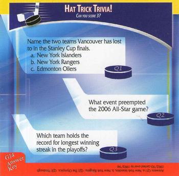 2007-08 Enterplay Fun Pak Player Standees - Hat Trick Trivia #G14 Hat Trick Trivia Front