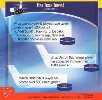 2007-08 Enterplay Fun Pak Player Standees - Hat Trick Trivia #G21 Hat Trick Trivia Front