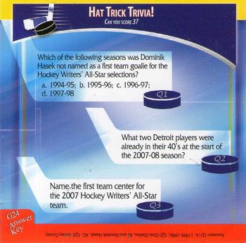 2007-08 Enterplay Fun Pak Player Standees - Hat Trick Trivia #G24 Hat Trick Trivia Front