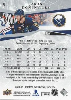 2017-18 Upper Deck Ultimate Collection - Onyx #8 Jason Pominville Back