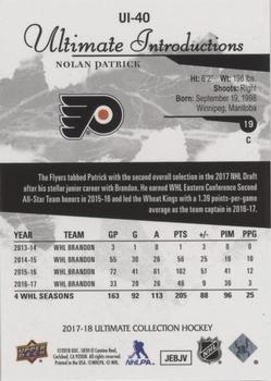 2017-18 Upper Deck Ultimate Collection - Ultimate Introductions #UI-40 Nolan Patrick Back