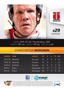 2012-13 HockeyAllsvenskan #ALLS-308 Christoffer Norgren Back