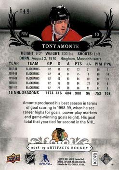 2018-19 Upper Deck Artifacts #149 Tony Amonte Back