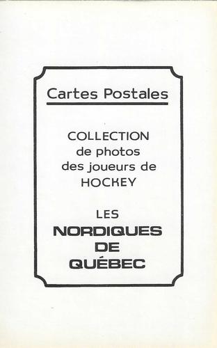 1981-82 Quebec Nordiques Postcards #NNO Cover card Front