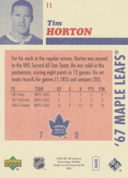 2007 Upper Deck 1967 Toronto Maple Leafs #11 Tim Horton Back