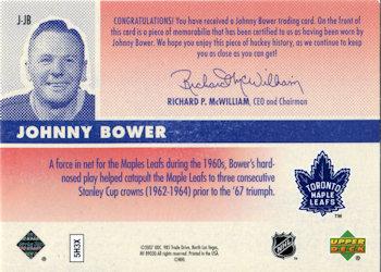 2007 Upper Deck 1967 Toronto Maple Leafs - Event-Worn Jerseys #J-JB Johnny Bower Back