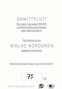 2018-19 Cardset Finland - Signature #NNO Niklas Nordgren Back