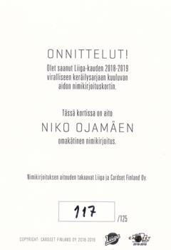 2018-19 Cardset Finland - Signature #NNO Niko Ojamäki Back