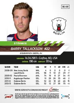 2013-14 Playercards Premium Serie Update (DEL) #420 Barry Tallackson Back