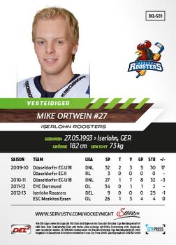 2013-14 Playercards Premium Serie Update (DEL) #501 Mike Ortwein Back