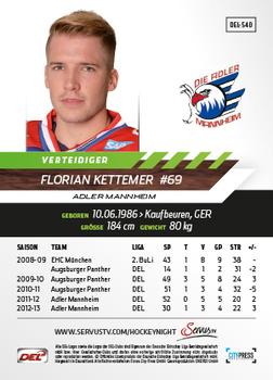 2013-14 Playercards Premium Serie Update (DEL) #540 Florian Kettemer Back