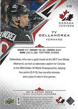 2018 Upper Deck Team Canada Juniors #28 Ty Dellandrea Back