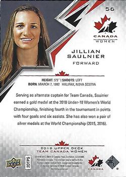 2018 Upper Deck Team Canada Juniors #56 Jillian Saulnier Back