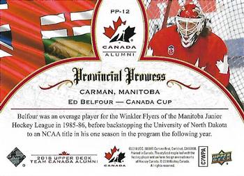 2018 Upper Deck Team Canada Juniors - Provincial Prowess #PP-12 Ed Belfour Back