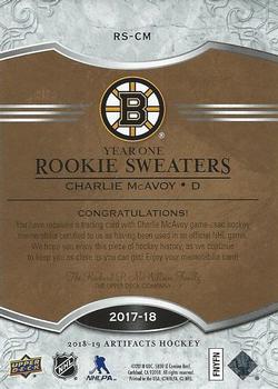 2018-19 Upper Deck Artifacts - Year One Rookie Sweaters Premium #RS-CM Charlie McAvoy Back