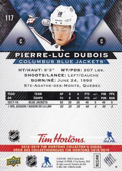 2018-19 Upper Deck Tim Hortons #117 Pierre-Luc Dubois Back