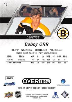 2018-19 Upper Deck Overtime #43 Bobby Orr Back