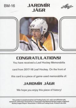 2017-18 Leaf - 1990 Leaf Memorabilia #BM-16 Jaromír Jágr Back