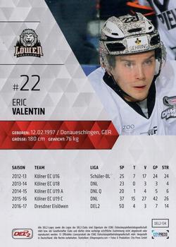 2017-18 Playercards (DEL2) #DEL2-134 Eric Valentin Back