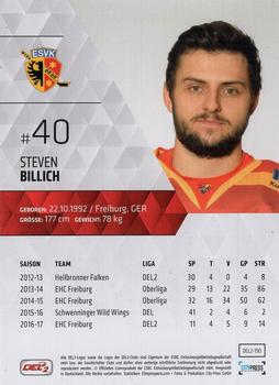 2017-18 Playercards (DEL2) #DEL2-190 Steven Billich Back