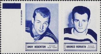 1961-62 Topps - Stamp Pairs #NNO Andy Hebenton / Bronco Horvath Front