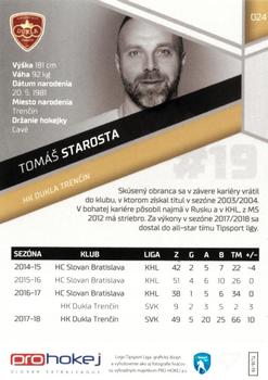 2018-19 SportZoo Tipsport Liga #024 Tomas Starosta Back