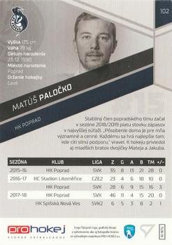 2018-19 SportZoo Tipsport Liga #102 Matus Palocko Back