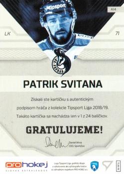 2018-19 SportZoo Tipsport Liga - Autograph #A14 Patrik Svitana Back