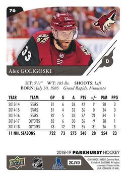 2018-19 Parkhurst #76 Alex Goligoski Back