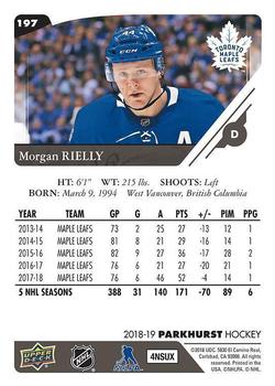 2018-19 Parkhurst #197 Morgan Rielly Back