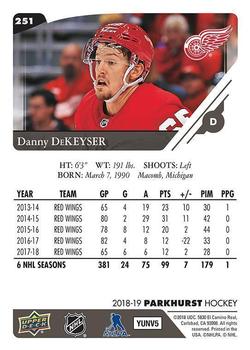 2018-19 Parkhurst #251 Danny DeKeyser Back