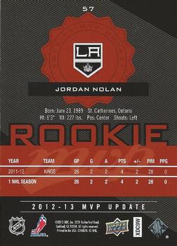 2012-13 SP Authentic - 2012-13 Upper Deck MVP Rookie Updates #57 Jordan Nolan Back