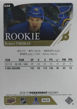 2018-19 Parkhurst - Gold (e-Pack Version) #338 Robert Thomas Back