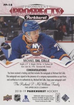 2018-19 Parkhurst - Prominent Prospects Signatures Red #PP-18 Michael Dal Colle Back