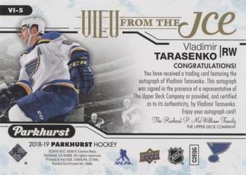 2018-19 Parkhurst - View From the Ice Signatures #VI-5 Vladimir Tarasenko Back