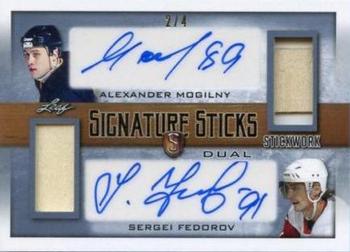 2017-18 Leaf Stickwork - Signature Sticks Dual Autograph - Platinum #SSD-01 Alexander Mogilny / Sergei Fedorov Front