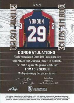 2017-18 Leaf Stickwork - Game-Used Goalie Stick #GGS-28 Tomas Vokoun Back