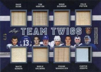 2017-18 Leaf Stickwork - Team Twigs - Platinum #TT-05 Dave Keon / Mats Sundin / Tim Horton / Borje Salming / Doug Gilmour / Frank Mahovlich / Felix Potvin / Curtis Joseph Front