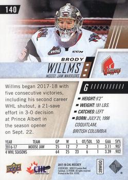 2017-18 Upper Deck CHL - Rainbow #140 Brody Willms Back